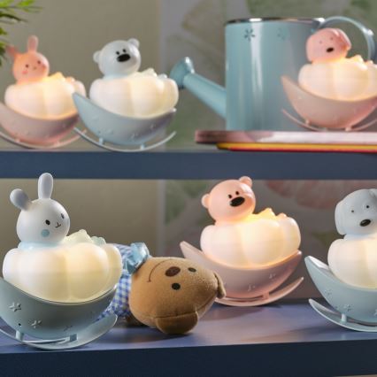 ONLI - Veilleuse nocturne LED rechargeable pour enfants NUVOLINA LED/2,5W/5V 300 mAh ours/rose