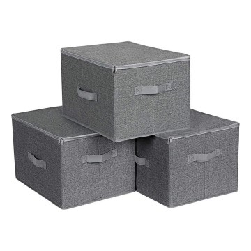Opbergbox met rits, set van 3 CURAN, grijs