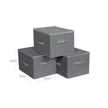 Opbergbox met rits, set van 3 CURAN, grijs