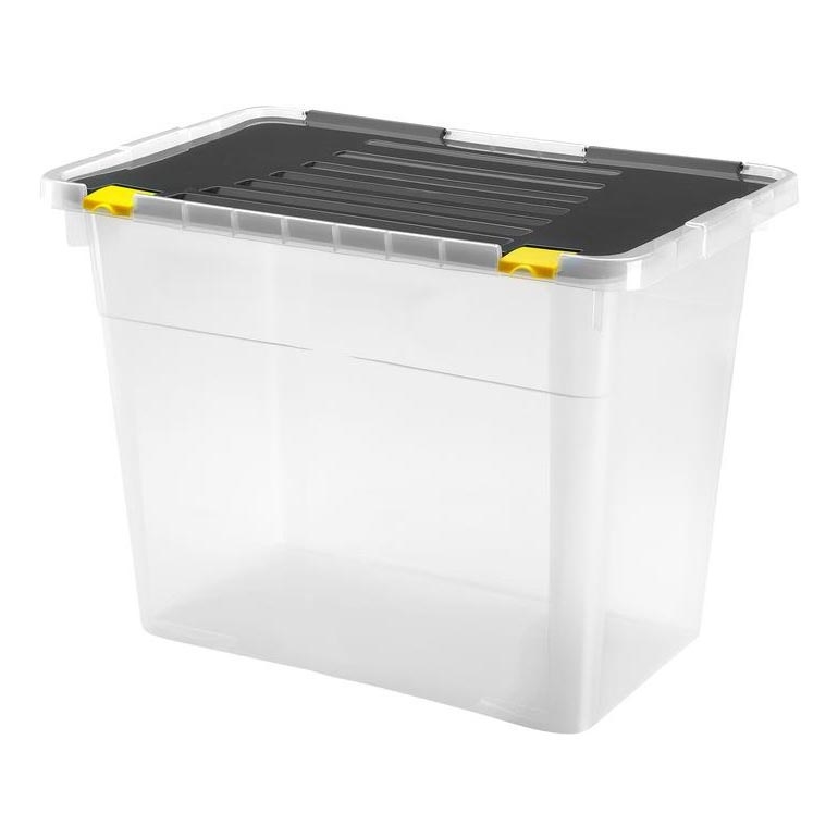 Opbergdoos 100 l zwart/doorzichtig