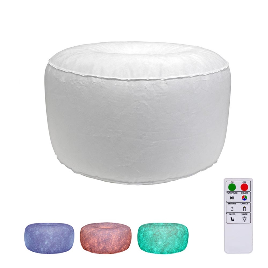 Opblaasbare poef met dimbare LED verlichting en afstandsbediening LED/5V/50cm IP44