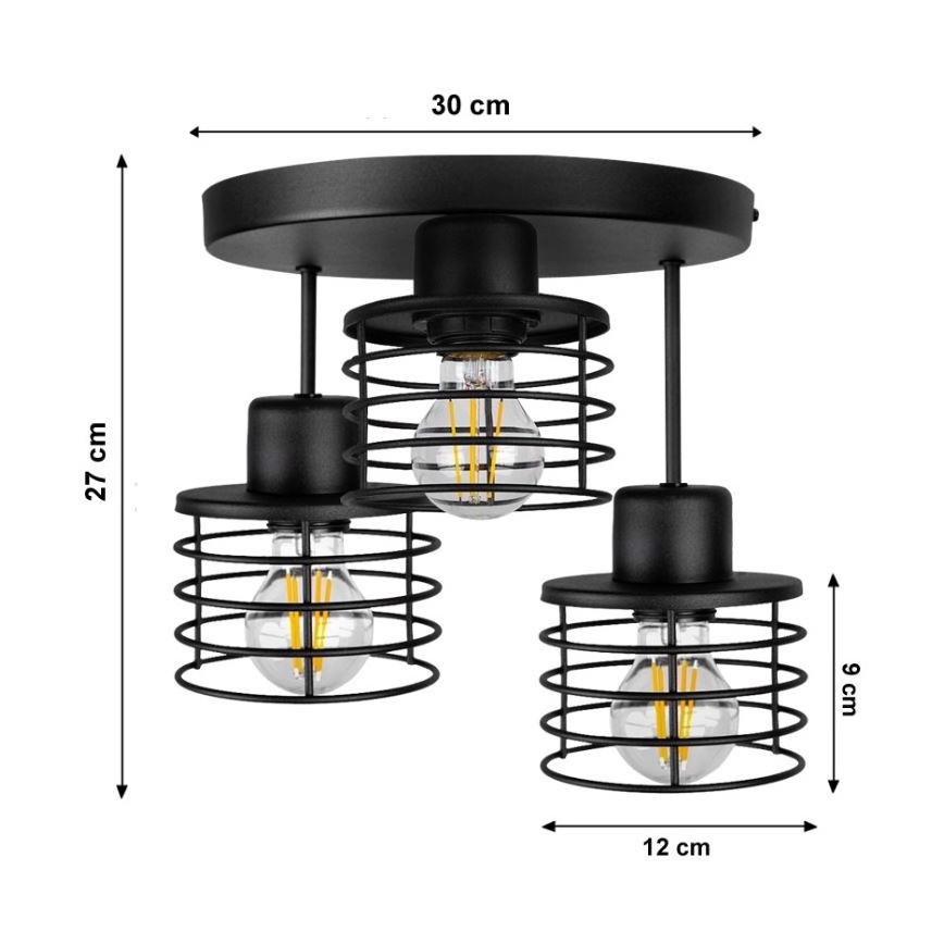 Opbouw plafondlamp BONOX 3x E27 / 60W / 230V