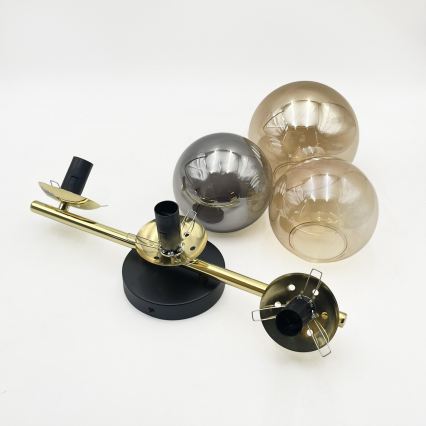 Opbouwkroonluchter AURIS 3xE14/15W/230V goud/rookzwart/beige