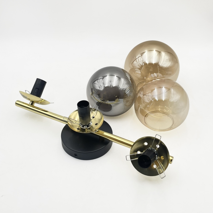 Opbouwkroonluchter AURIS 3xE14/15W/230V goud/rookzwart/beige
