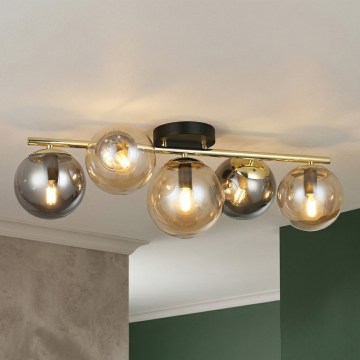 Opbouwkroonluchter AURIS 5xE14/15W/230V goud/rookzwart/beige