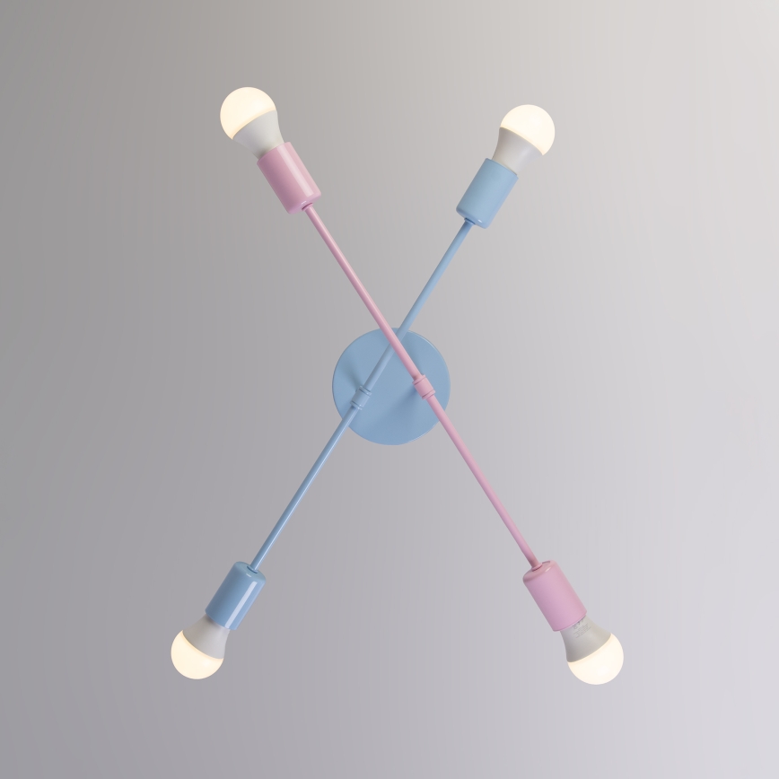 Opbouwkroonluchter CAMBRIDGE 4xE27/15W/230V blauw/roze