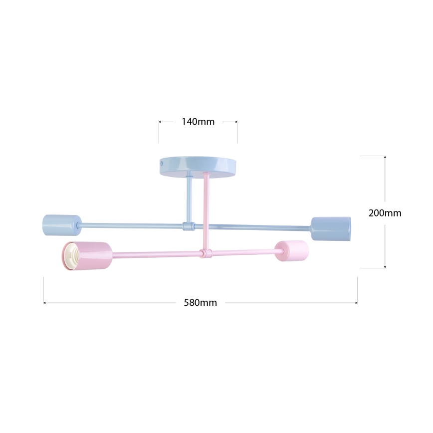Opbouwkroonluchter CAMBRIDGE 4xE27/15W/230V blauw/roze