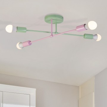 Opbouwkroonluchter CAMBRIDGE 4xE27/15W/230V groen/roze