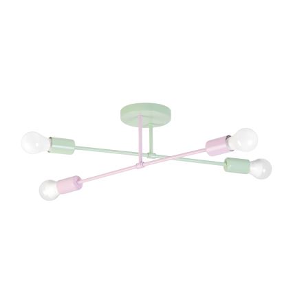 Opbouwkroonluchter CAMBRIDGE 4xE27/15W/230V groen/roze