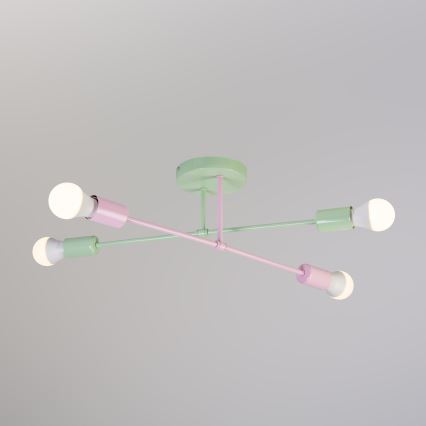 Opbouwkroonluchter CAMBRIDGE 4xE27/15W/230V groen/roze