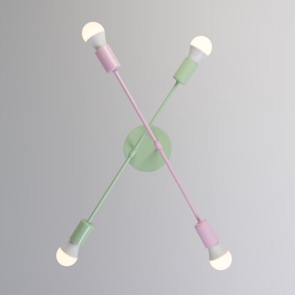 Opbouwkroonluchter CAMBRIDGE 4xE27/15W/230V groen/roze
