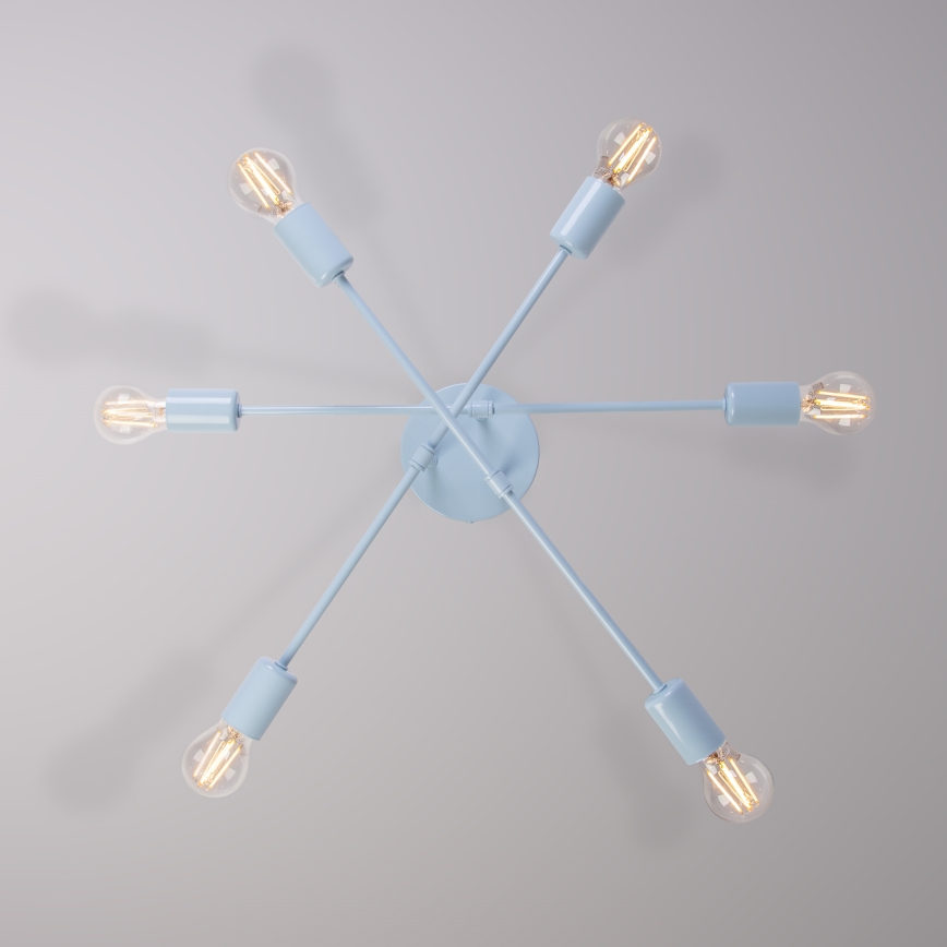 Opbouwkroonluchter CAMBRIDGE 6xE27/15W/230V blauw