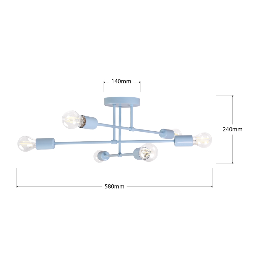 Opbouwkroonluchter CAMBRIDGE 6xE27/15W/230V blauw