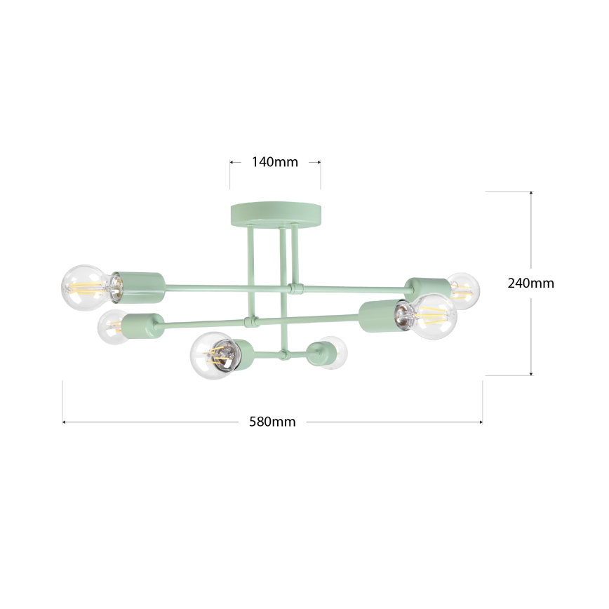 Opbouwkroonluchter CAMBRIDGE 6xE27/15W/230V groen