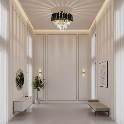 Opbouwkroonluchter CRISTAL 5xE14/10W/230V zwart/goud