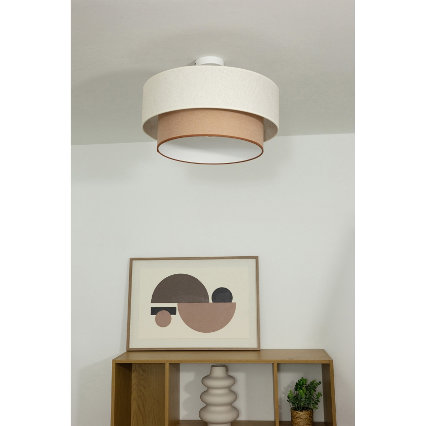 Opbouwkroonluchter NATIA 1xE27/60W/230V wit/bruin