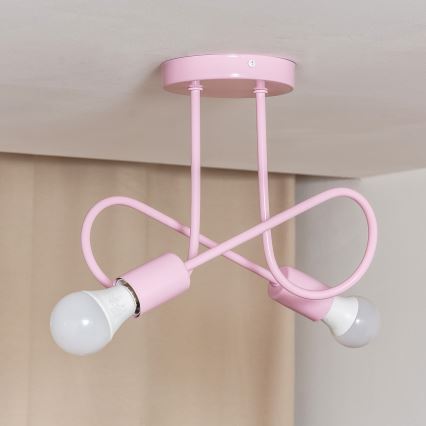 Opbouwkroonluchter OXFORD 2xE27/15W/230V roze
