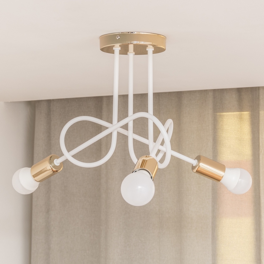 Opbouwkroonluchter OXFORD 3x E27/15W/230V goud/wit