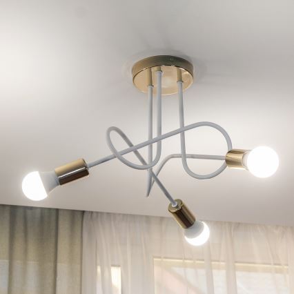 Opbouwkroonluchter OXFORD 3x E27/15W/230V goud/wit