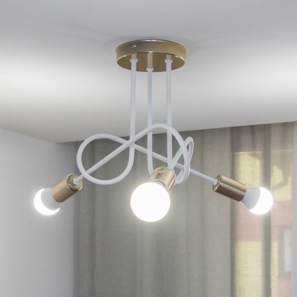 Opbouwkroonluchter OXFORD 3x E27/15W/230V goud/wit