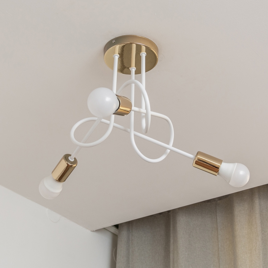 Opbouwkroonluchter OXFORD 3x E27/15W/230V goud/wit