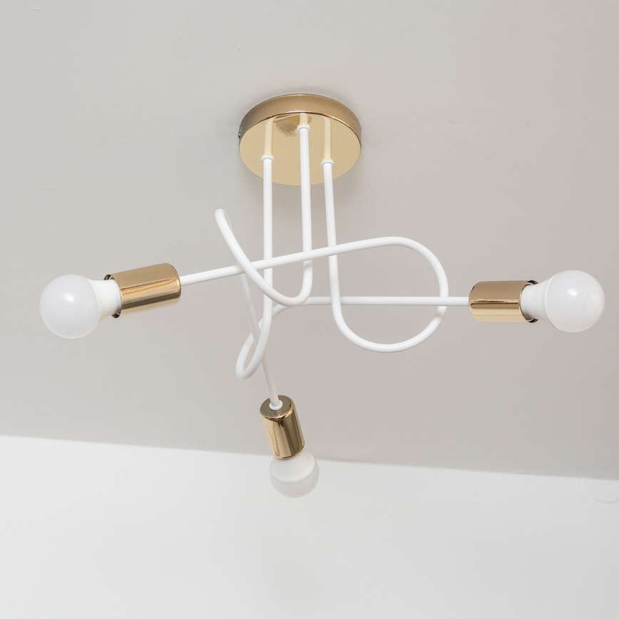 Opbouwkroonluchter OXFORD 3x E27/15W/230V goud/wit