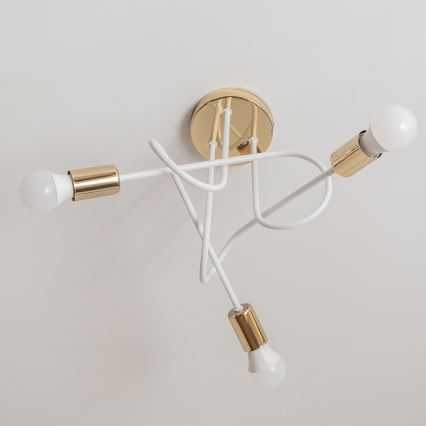 Opbouwkroonluchter OXFORD 3x E27/15W/230V goud/wit