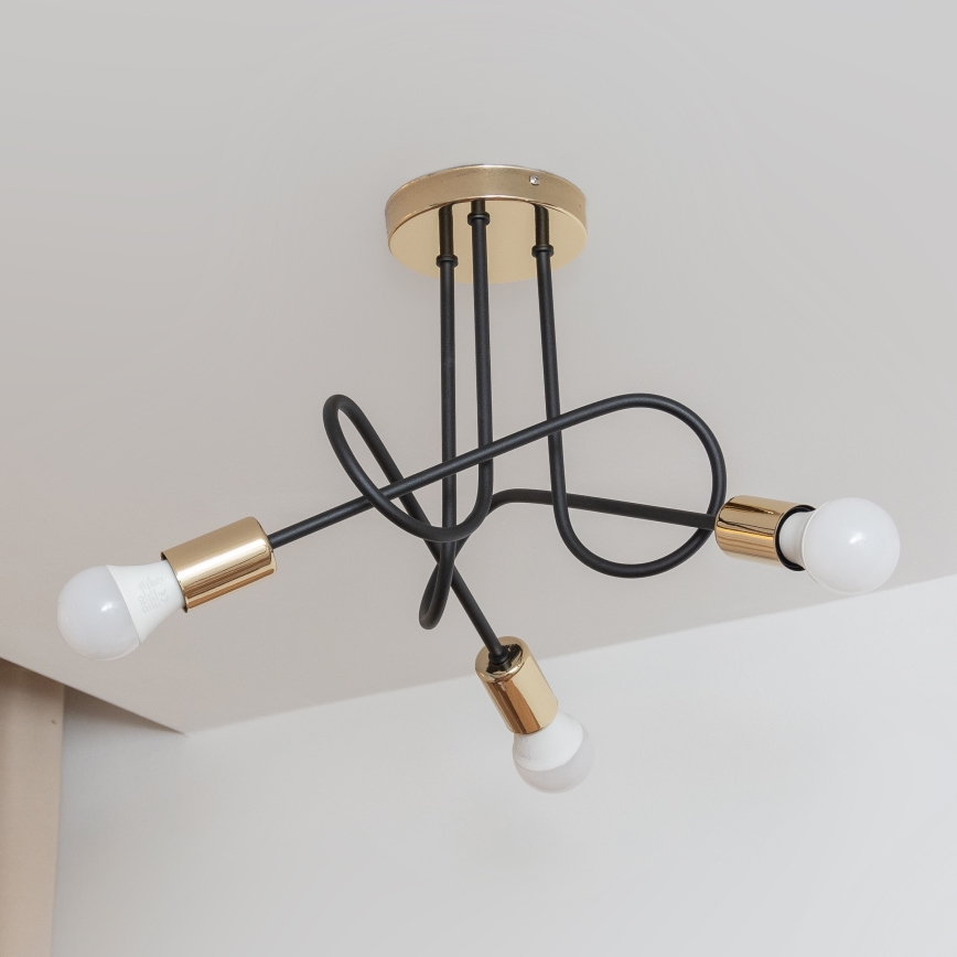 Opbouwkroonluchter OXFORD 3xE27/15W/230V goud/zwart