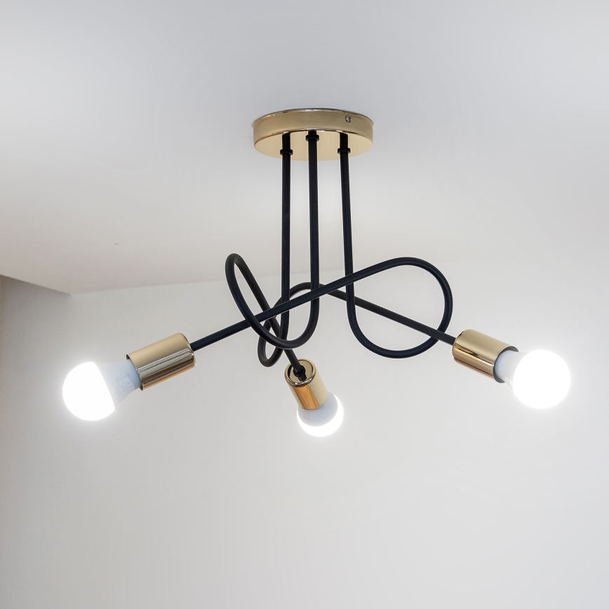 Opbouwkroonluchter OXFORD 3xE27/15W/230V goud/zwart