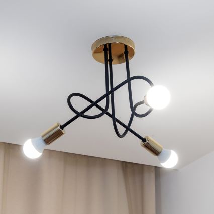 Opbouwkroonluchter OXFORD 3xE27/15W/230V goud/zwart