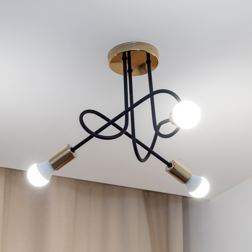 Opbouwkroonluchter OXFORD 3xE27/15W/230V goud/zwart