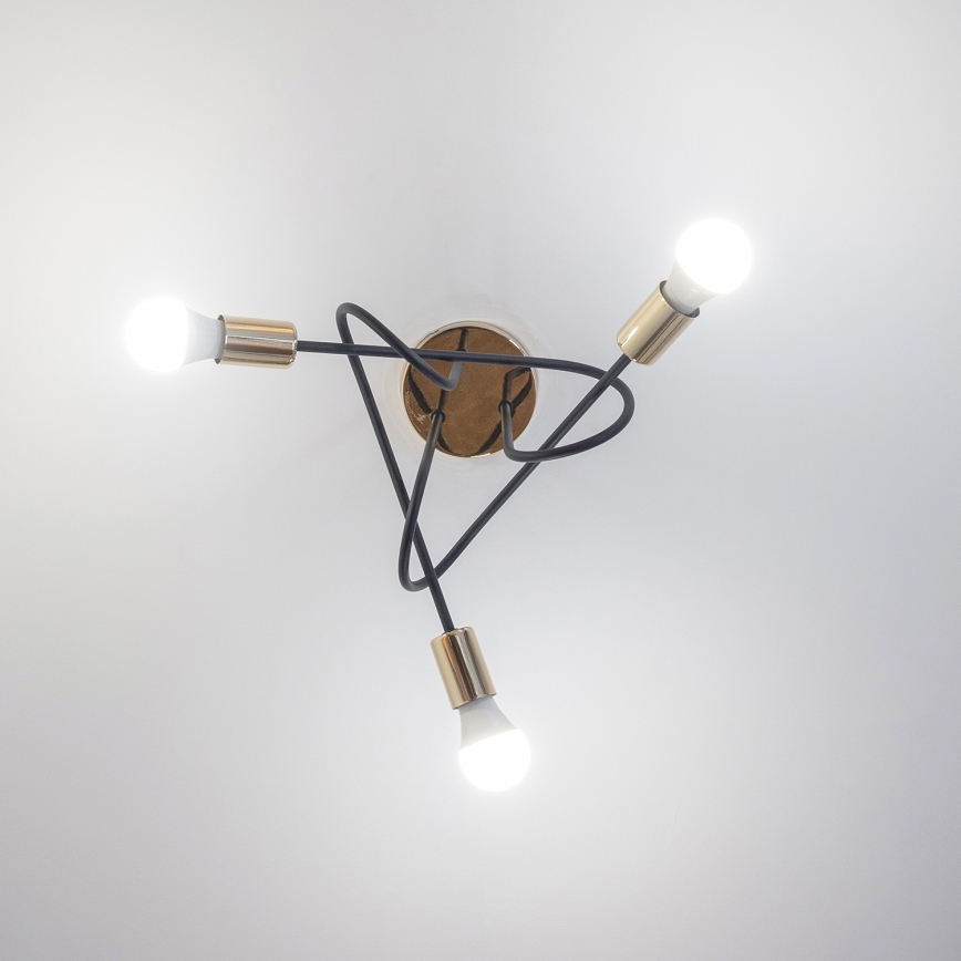 Opbouwkroonluchter OXFORD 3xE27/15W/230V goud/zwart