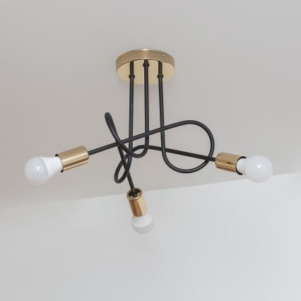 Opbouwkroonluchter OXFORD 3xE27/15W/230V goud/zwart