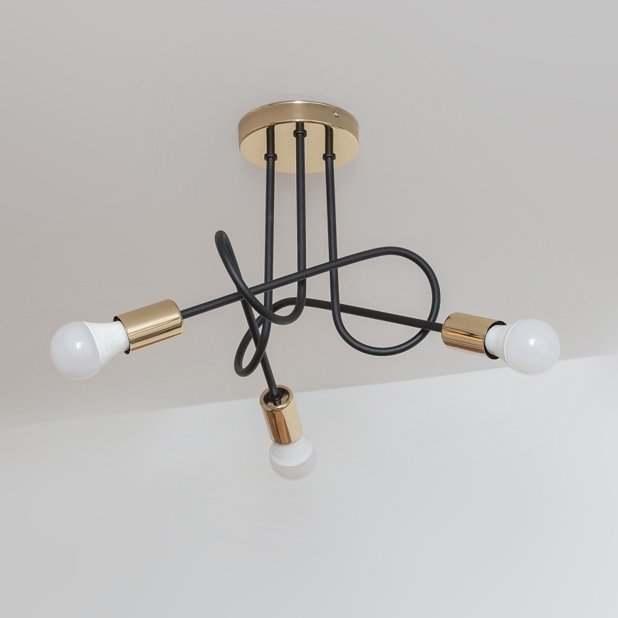 Opbouwkroonluchter OXFORD 3xE27/15W/230V goud/zwart