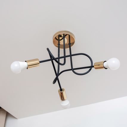 Opbouwkroonluchter OXFORD 3xE27/15W/230V goud/zwart