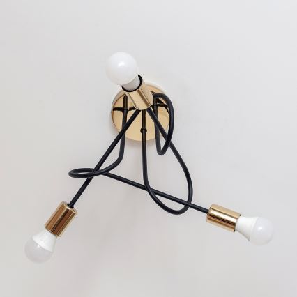 Opbouwkroonluchter OXFORD 3xE27/15W/230V goud/zwart