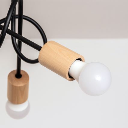 Opbouwkroonluchter OXFORD 5xE27/15W/230V dennenhout/zwart