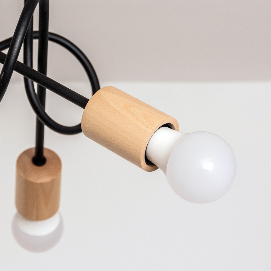 Opbouwkroonluchter OXFORD 5xE27/15W/230V dennenhout/zwart