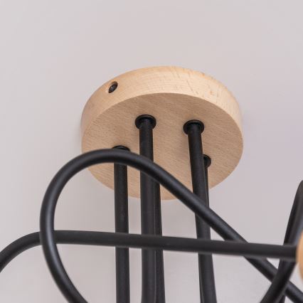 Opbouwkroonluchter OXFORD 5xE27/15W/230V dennenhout/zwart