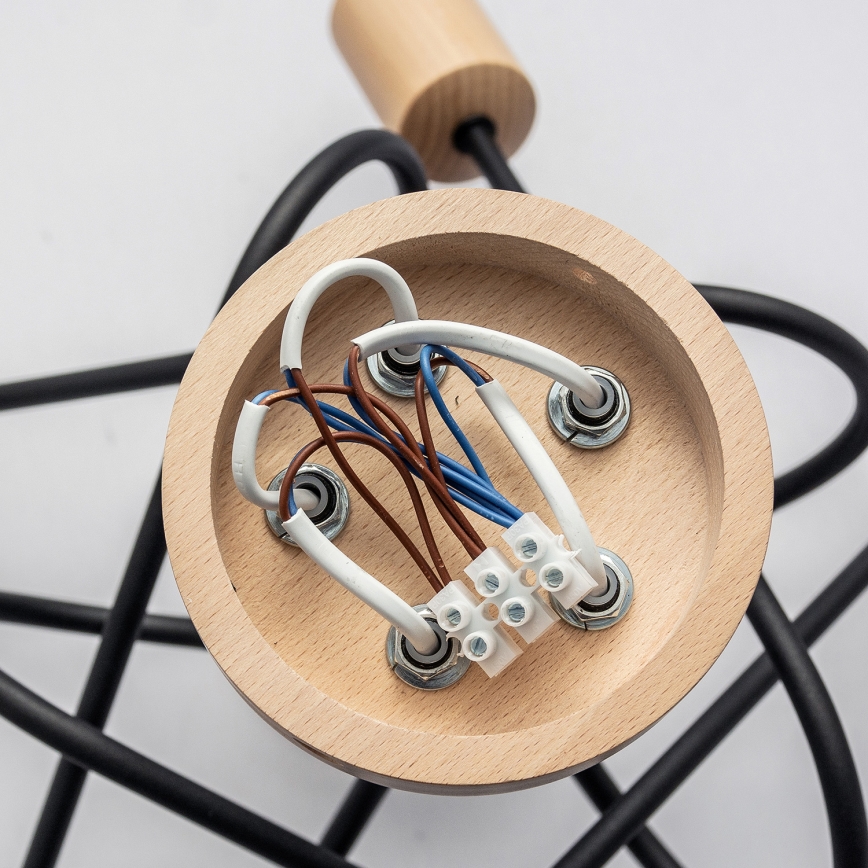 Opbouwkroonluchter OXFORD 5xE27/15W/230V dennenhout/zwart