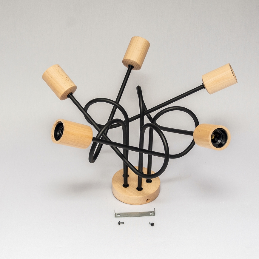 Opbouwkroonluchter OXFORD 5xE27/15W/230V dennenhout/zwart