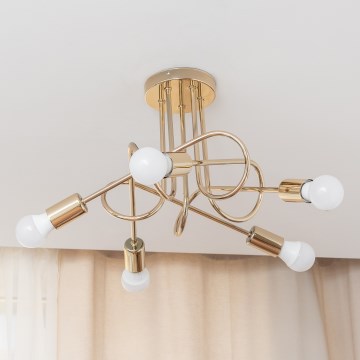 Opbouwkroonluchter OXFORD 5xE27/15W/230V goud