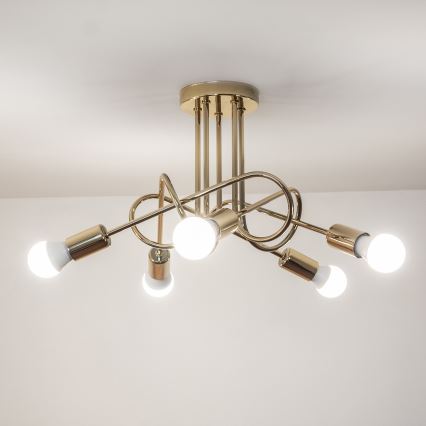 Opbouwkroonluchter OXFORD 5xE27/15W/230V goud