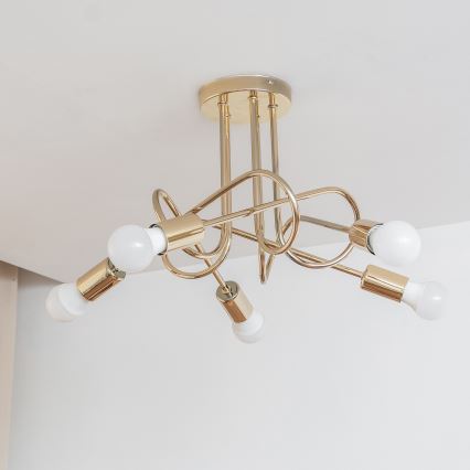 Opbouwkroonluchter OXFORD 5xE27/15W/230V goud