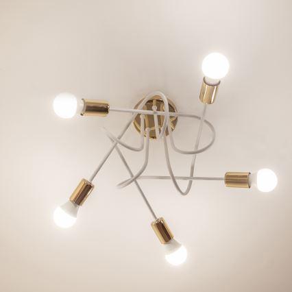 Opbouwkroonluchter OXFORD 5xE27/15W/230V goud/wit