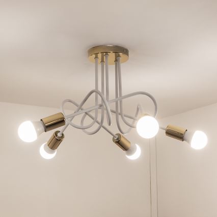 Opbouwkroonluchter OXFORD 5xE27/15W/230V goud/wit