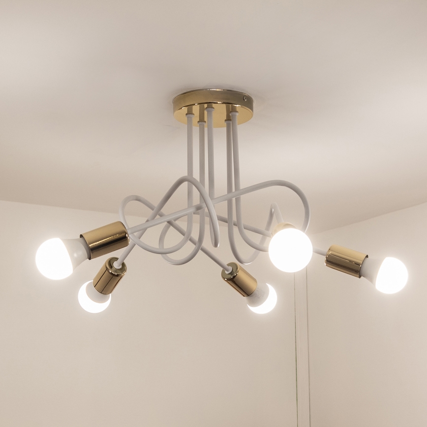 Opbouwkroonluchter OXFORD 5xE27/15W/230V goud/wit