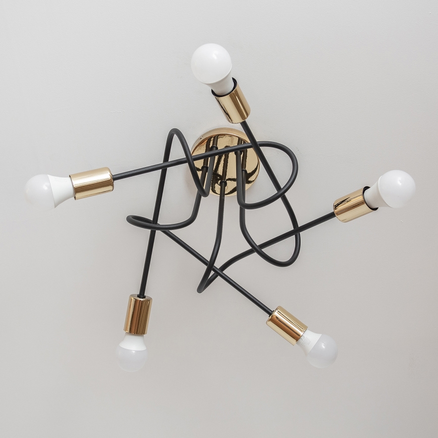 Opbouwkroonluchter OXFORD 5xE27/15W/230V goud/zwart