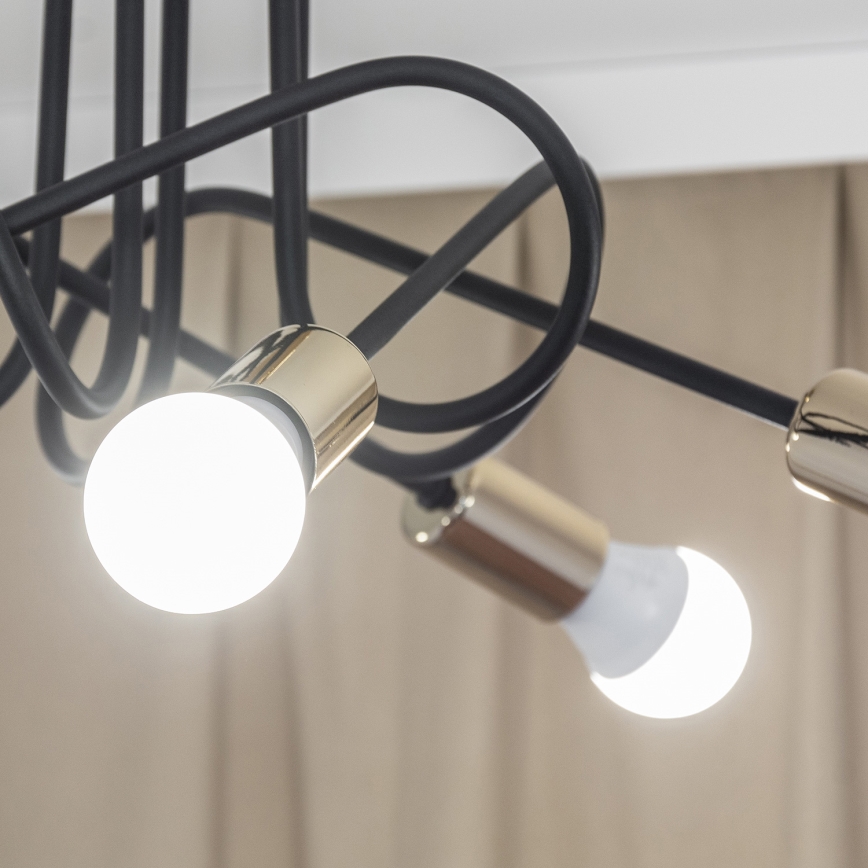 Opbouwkroonluchter OXFORD 5xE27/15W/230V goud/zwart