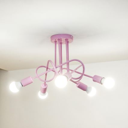 Opbouwkroonluchter OXFORD 5xE27/15W/230V roze